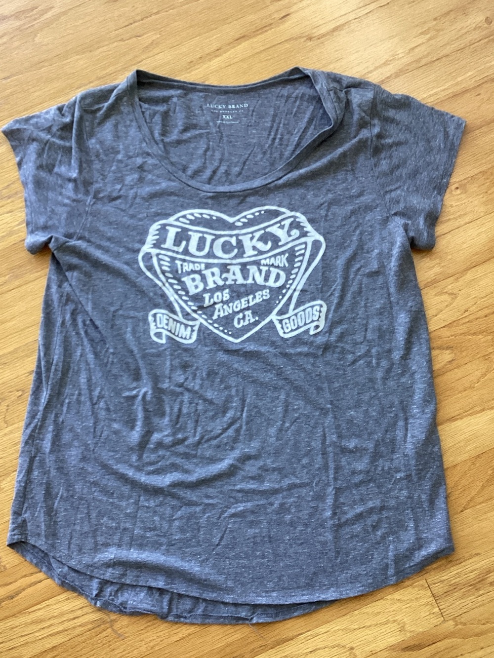 Lucky Brand Heather Gray Logo Heart Tee